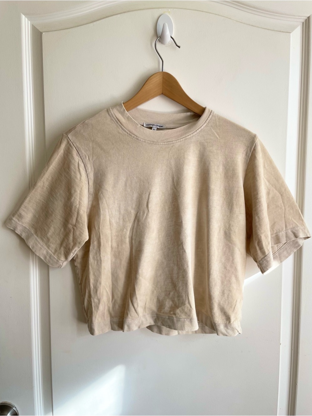 Cotton Citizen Tokyo Crop Tee  Crewneck USA Made Vintage Oatmeal T-Shirt XS